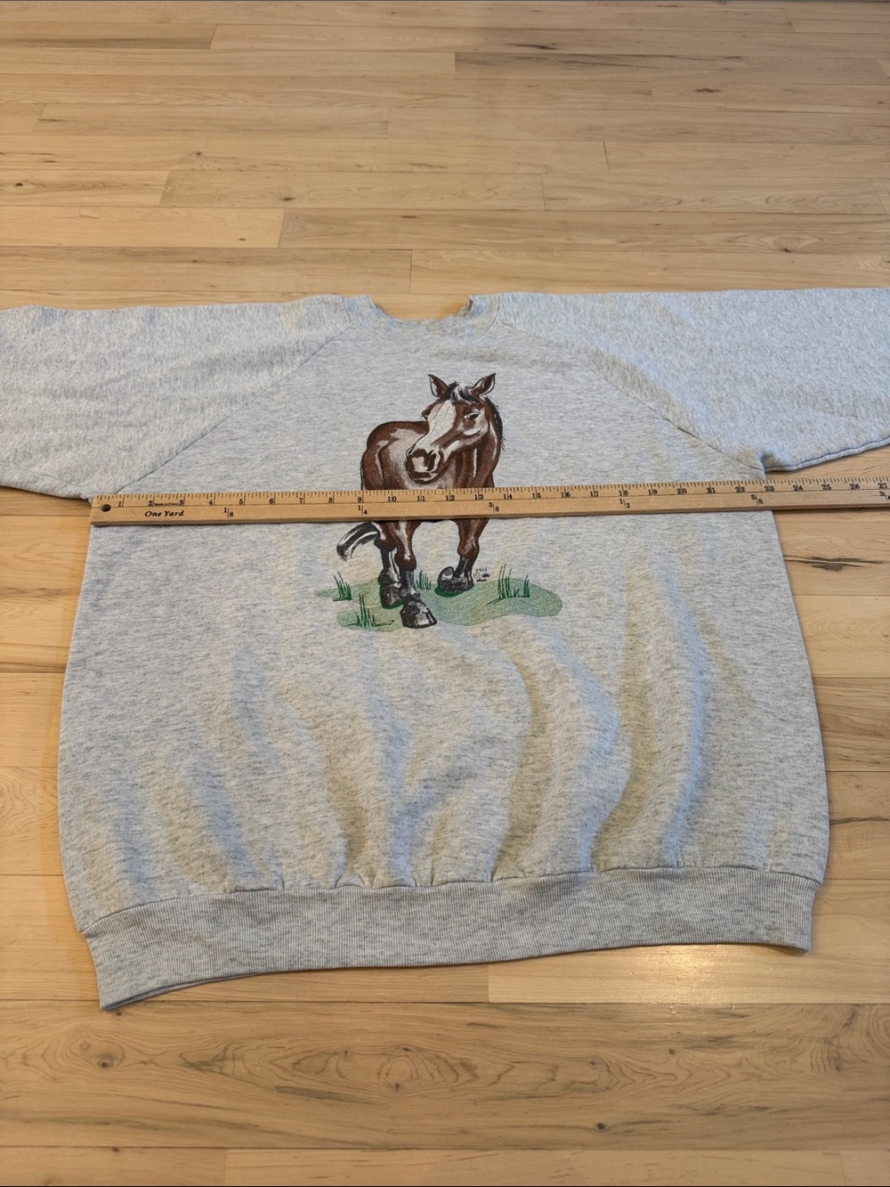Vintage-AOP Crewneck sweatshirt painted graphic-brown horse-Front Back-XL-Nature - Picture 5 of 8